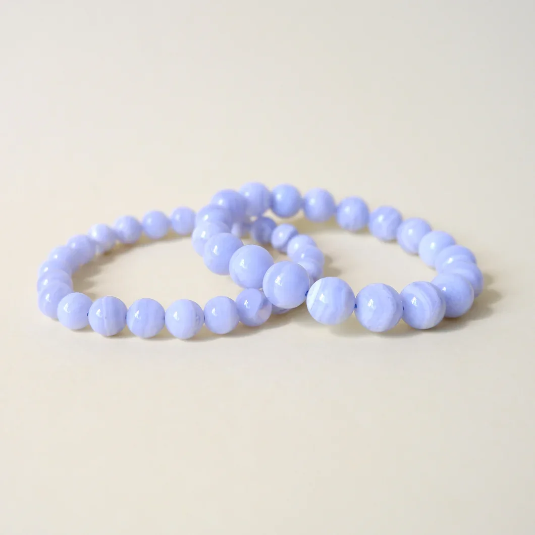 Blue Lace Agate Bracelet–Stone of Calm Communication, Peace & Clarity